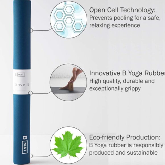 NIP B Yoga Now Half Moon The B MAT Traveller 2mm Deep Blue Retail Price $105.00 - Picture 6 of 9